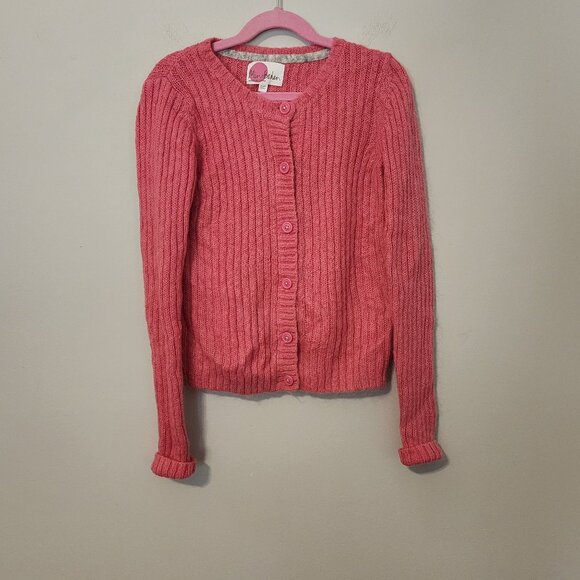Mini Boden pink cardigan sz 9-10 long sleeve soft fuzzy - Picture 1 of 8